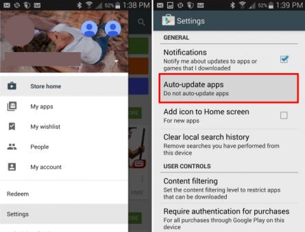 Kuidas keelata Android Galaxy Note 4 automaatsed rakenduste värskendused